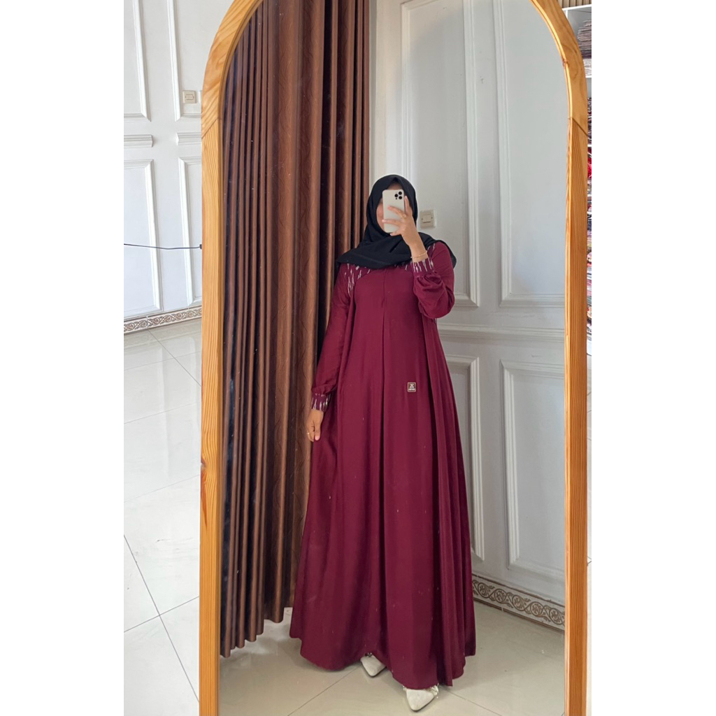 gamis terbaru zakiyah kaftan bahan twill uniqlo