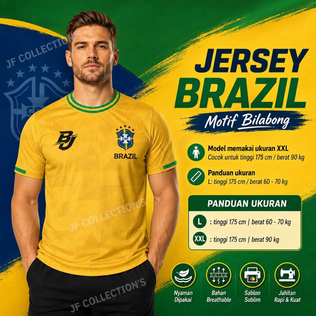 JF Collection's | Atasan Bola | Piala Dunia | Dewasa  | L & XXL | Brasil | Brazil
