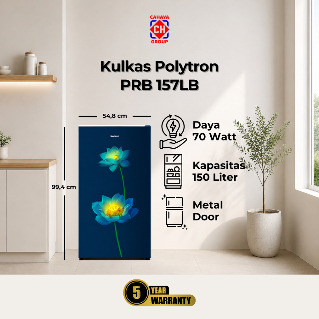 Kulkas Polytron Satu Pintu Metallic PRB 157