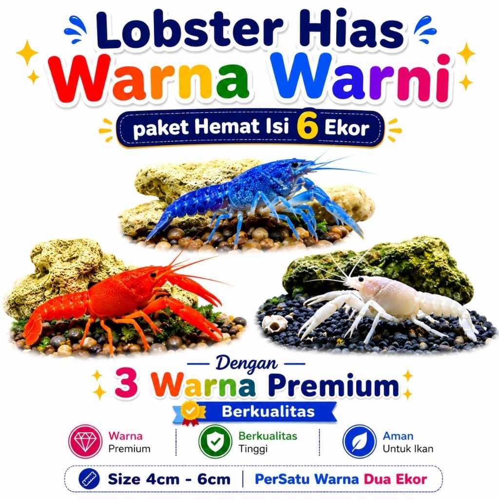 Hiasan Aquarium Lobster Hias Warna Warni Isi 6e Paket Hemat Berkualitas