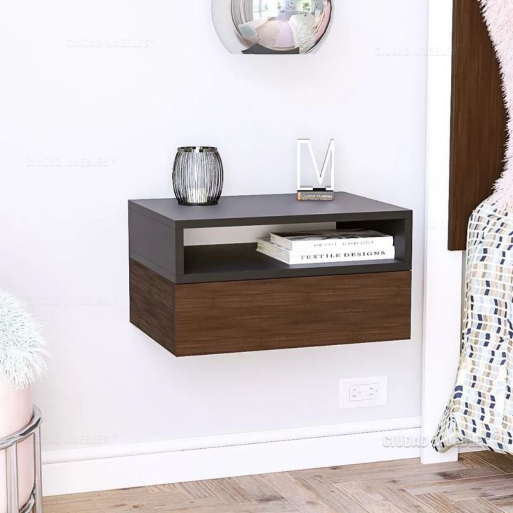 Nakas gantung minimalis,Floating bedside table modern,Rak Laci dinding aesthetic