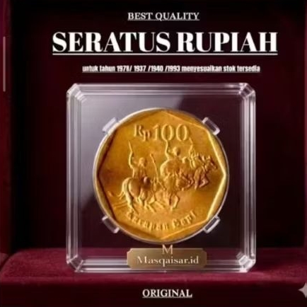Masqaisar.id Koin 100rp Seratus Rupiah Garapansapi  Original untuk Tahun 1978/1937/1940/1993 Menyesu