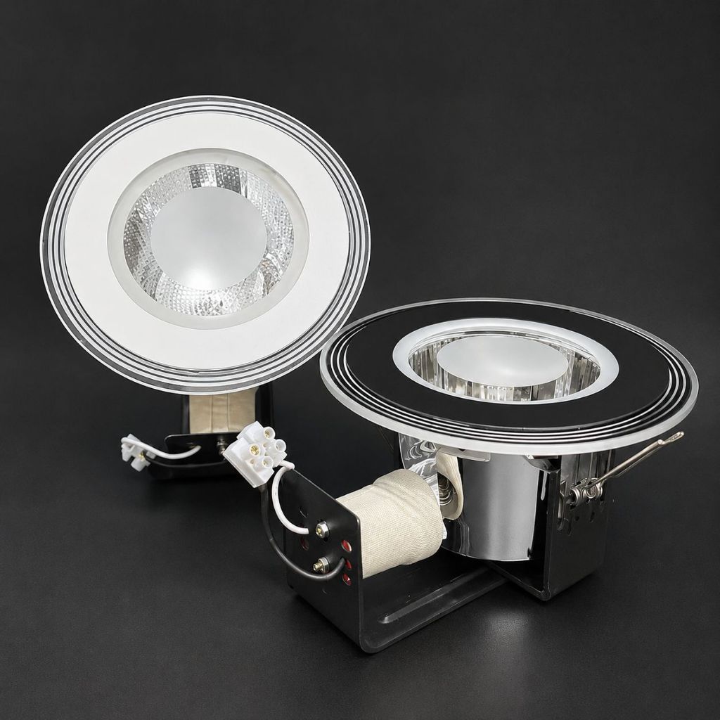 [COD] kap fitting lampu downlight 4 inch 4" BULAT rumah fitting miring e27