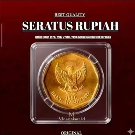 Masqaisar.id Koin 100rp Seratus Rupiah Garapansapi  Original untuk Tahun 1978/1937/1940/1993 Menyesu