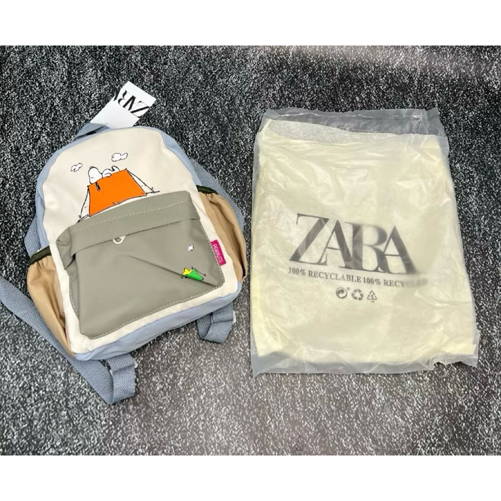 ZARA SNOOPY X PEANUTS MINI BACKPACK / TAS RANSEL ANAK /  BAGPACK / TAS SEKOLAH / TAS KULIAH / TAS KE