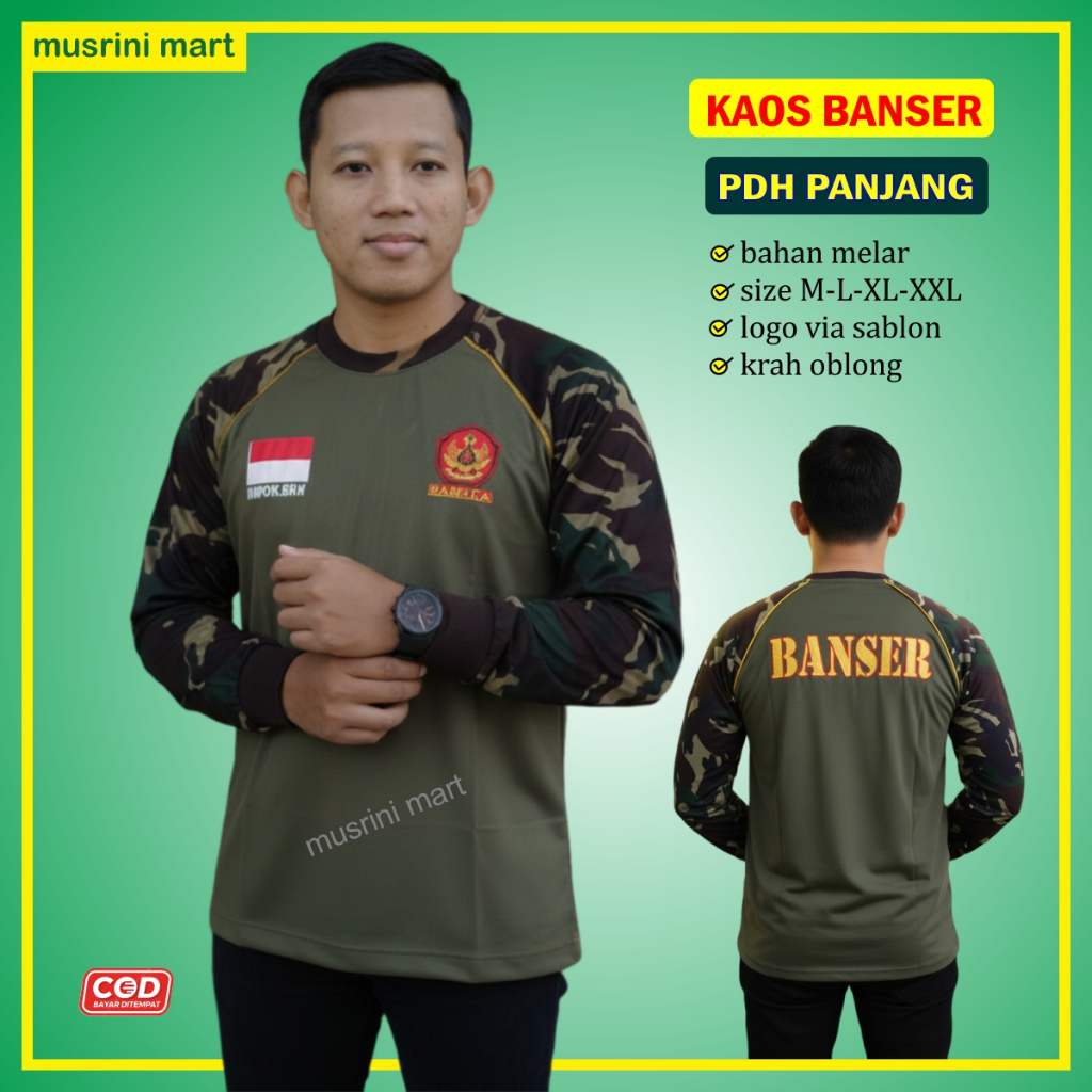 Kaos Banser Pdh Lengan Panjang Atribut Banser Tshirt Banser Bagus Murah Musrini Mart