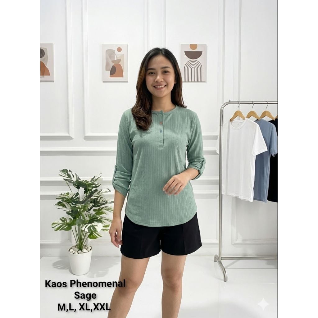 Kaos wanita Phenomenal Lengan Pjg bisa dijadikan lengan 7/8 bahan adem dan nyaman dipakai