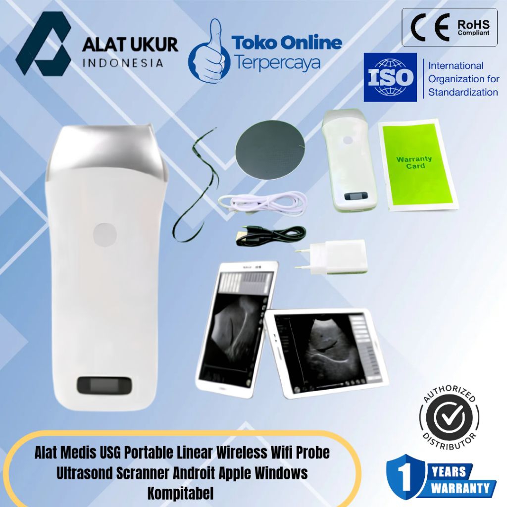 Alat Medis USG Portable Linear Wireless Wifi Probe Ultrasond Scranner Androit Apple Windows Kompitab