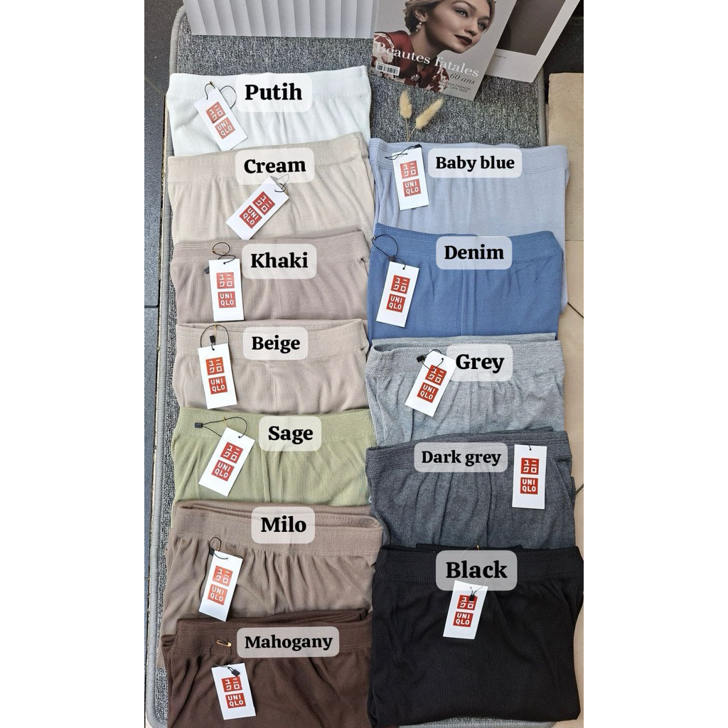 Celana Kulot Knit Rib Premium Uniqlo Lembut Adem