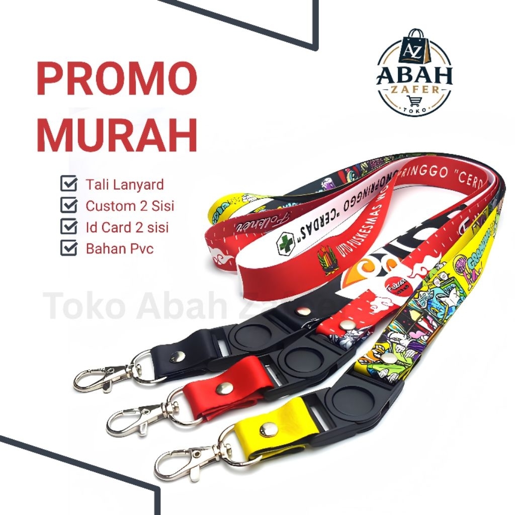 PROMO LENGKAP LANYARD CUSTOM DAN ID CARD - Desain Bebas, Cetak Full Color, Bahan id card Pvc