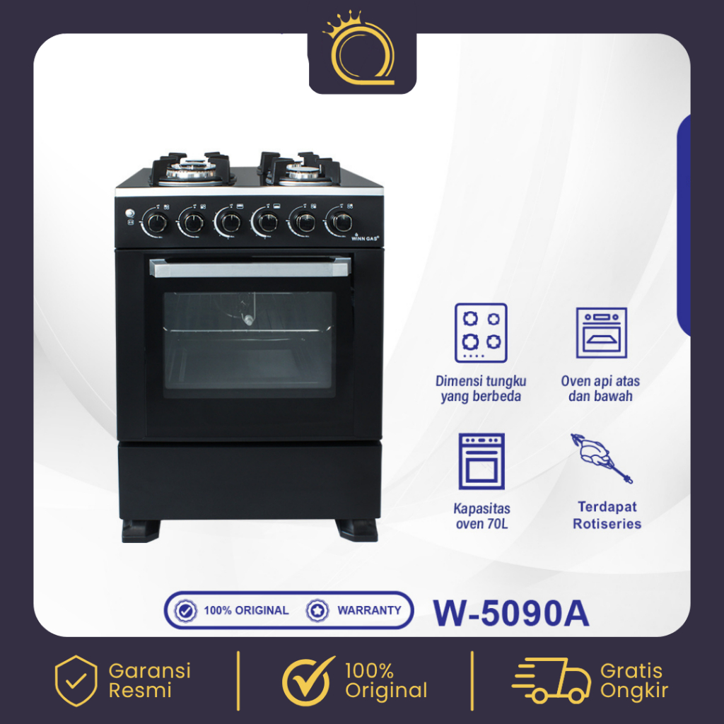 WINN GAS Oven Kompor Gas 4 Tungku Free Standing + Oven Grill W-5090A