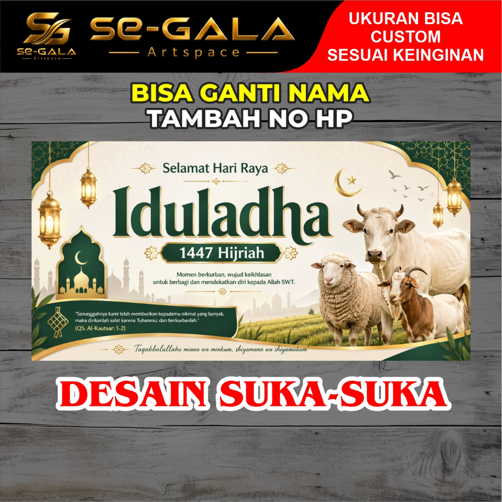 SPANDUK / BANNER QURBAN / SPANDUK IDUL ADHA / HEWAN QURBAN, PANTIA KURBAN SAPI, DOMBA ,KAMBING