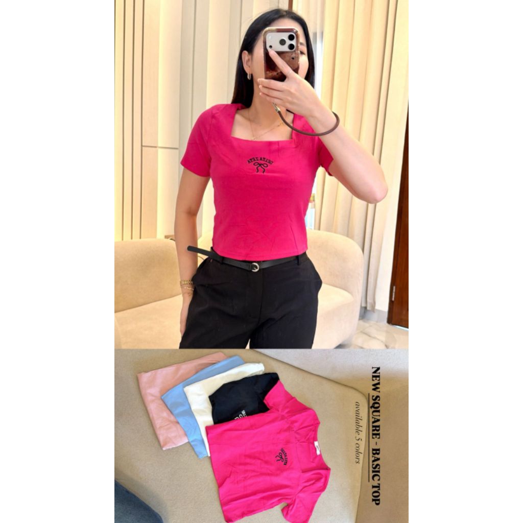 CROP TOP BASIC / KAOS WANITA LENGAN PENDEK U-NECK / COQUETTE BASIC TOP SQUARE BASIC / CROP TOP WANIT
