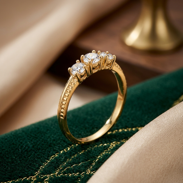 Cincin Wanita Premium 3 Mata Zircon Elegan | Cincin Tunangan Fashion Gold Rosegold Silver | Suasa Ku