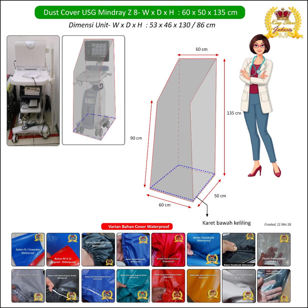 Dust Cover USG Mindray Z8 Ukuran 60 x 50 x 135 cm