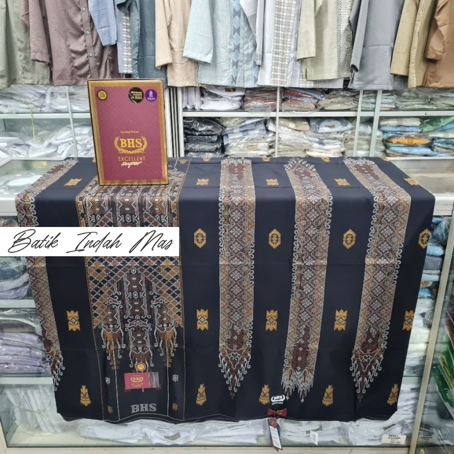 Sarung BHS Mercerized Gold Excellent Bronze Excellent Motif Songket Jacquard [ Batik Indah Mas ]