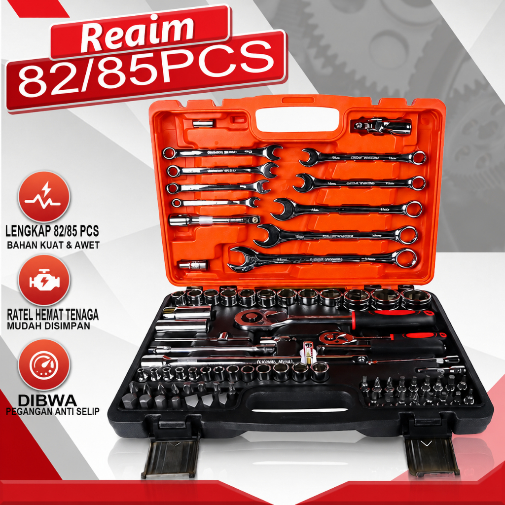 REAIM Kunci Set Lengkap 82 PCS Tool Kunci Set Lengkap Fullset