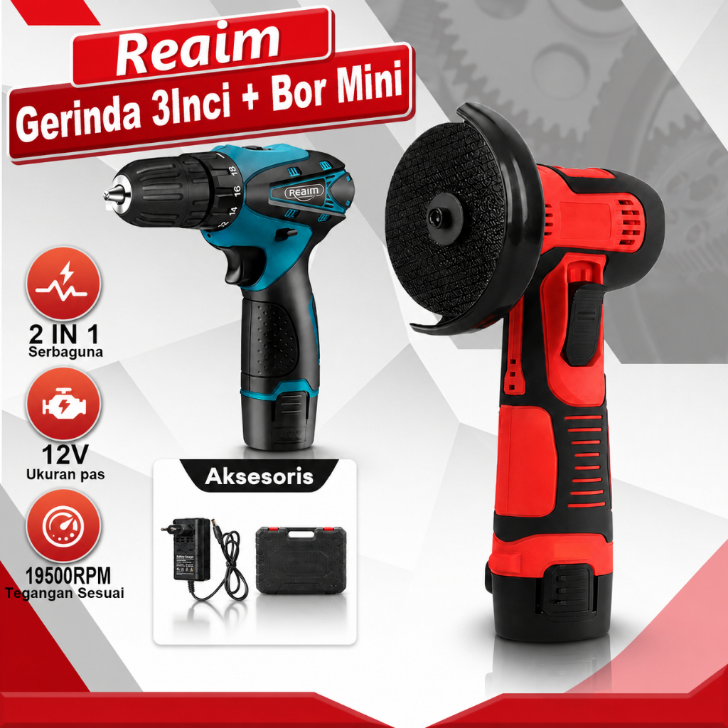 Reaim Gerinda Listrik 3inch Mini Mesin bor 12V Gerinda Baterai Gergaji Mesin Mini Gergaji Kayu Gerga