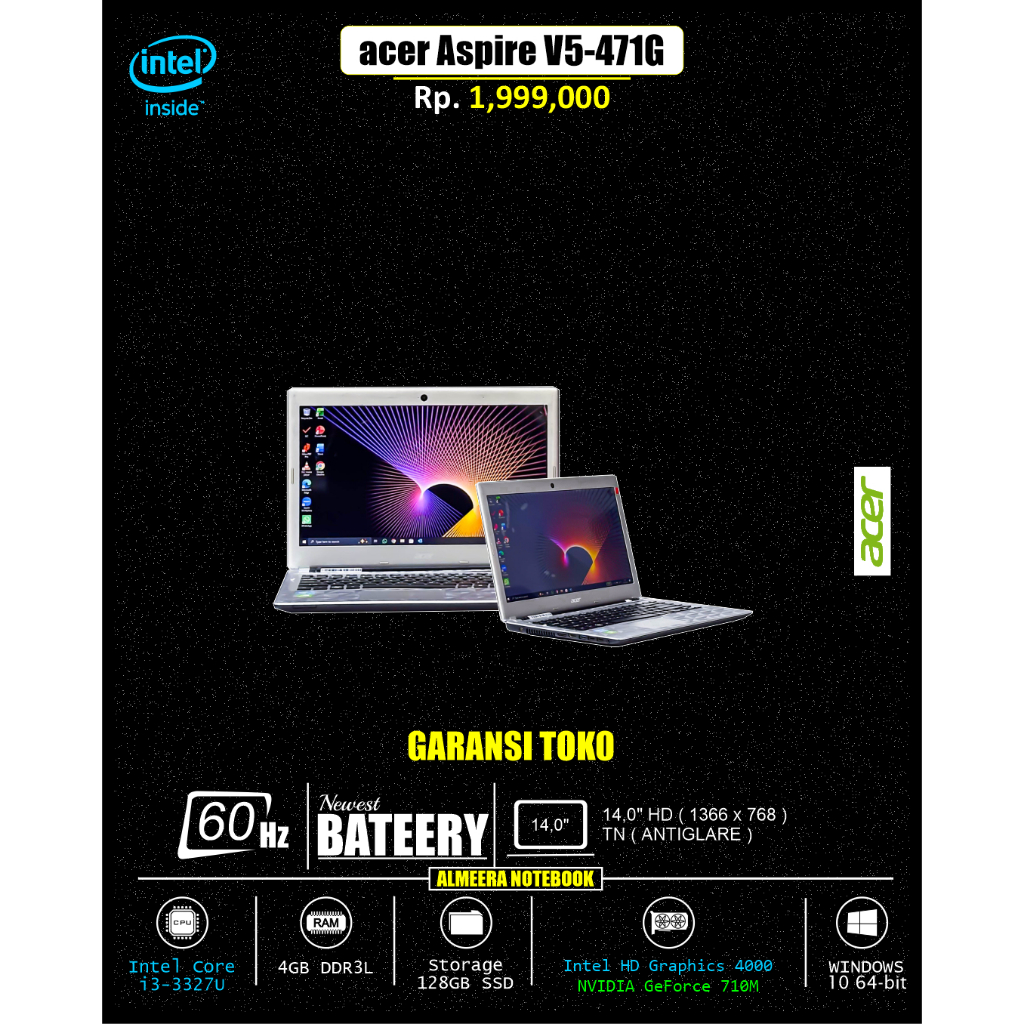 Laptop Acer Aspire V5-471G Intel i3 SSD 128GB NVIDIA GeForce Mulus