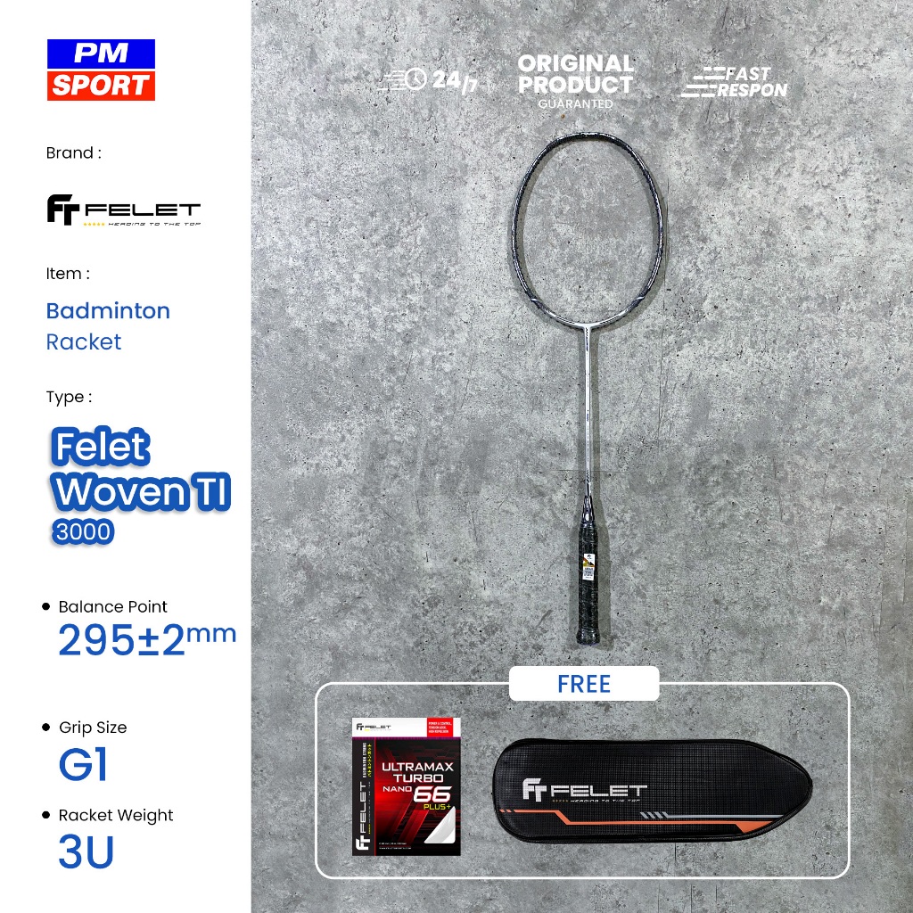 RAKET BADMINTON FELET WOVEN TI 3000 BULUTANGKIS ORIGINAL
