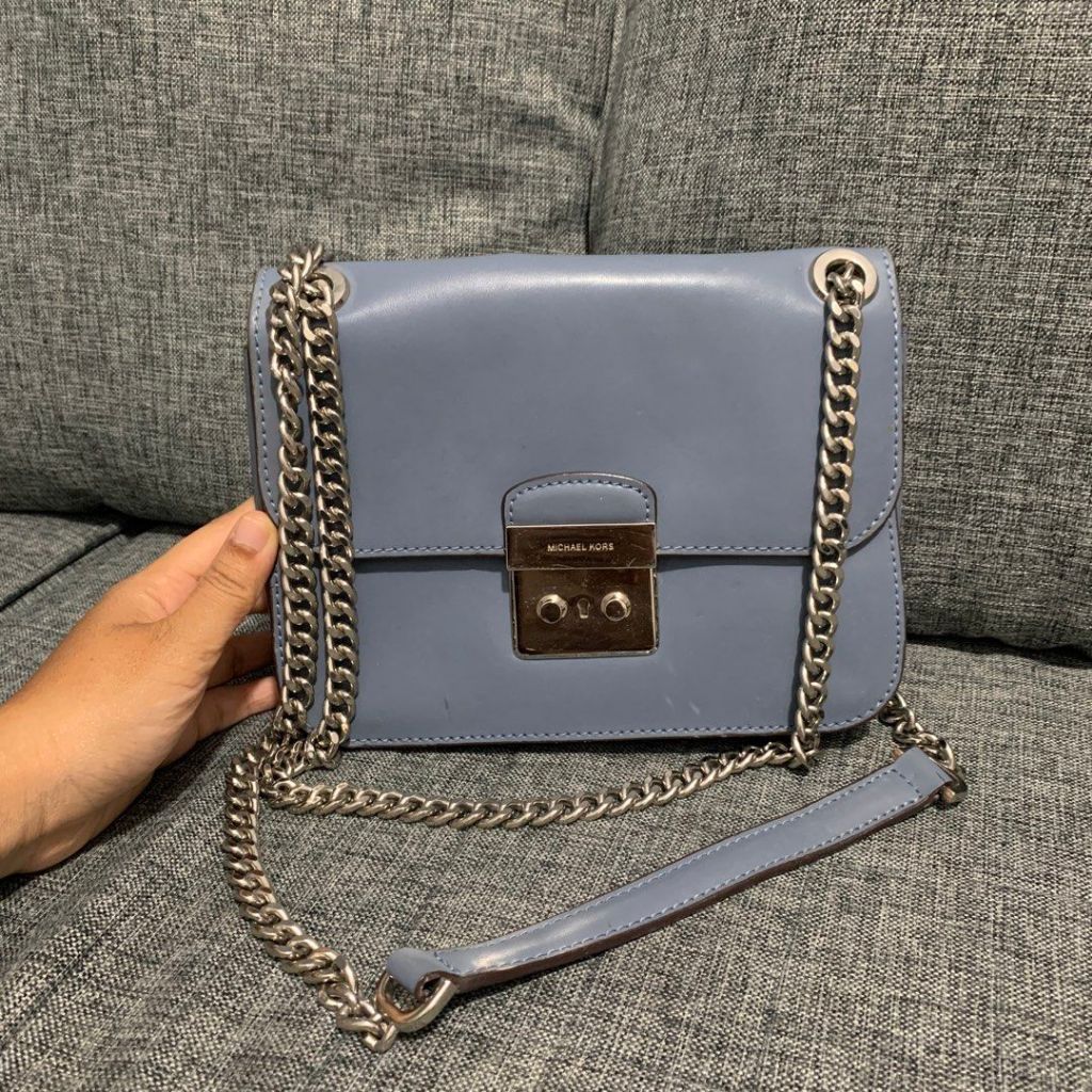 Preloved Tas Michael Kors Sloan Editor Sling Shoulder Blue