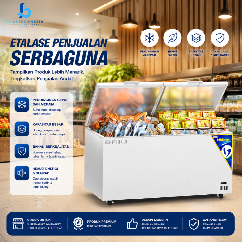 BAILI CHEST FREEZER BC-BD 320/BC-BD 420/BC-BD520/BC-BD620/FREEZER BOX KAPASITAS BESAR BUAT FROZEN FO