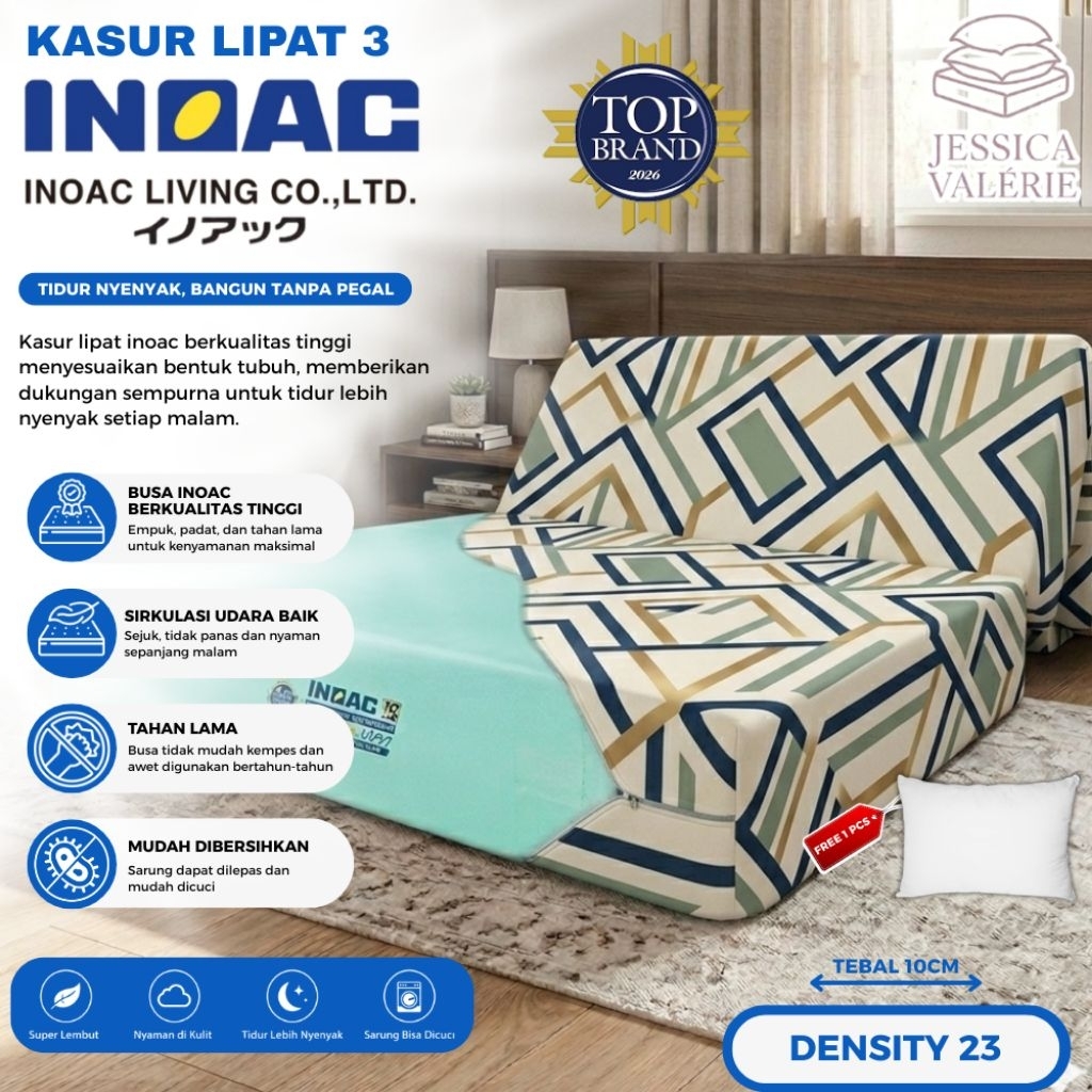 kasur | kasur inoac | inoac official original | Kasur Lipat 3 Tripod - Density 23 Tebal 10cm Garansi