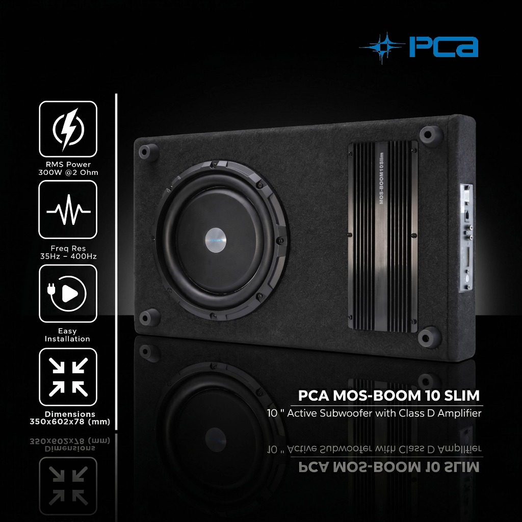Subwoofer Aktif Kolong PCA MOS BOOM 10 Slim 10 Inch 500W Class-D Built-in Amp Original