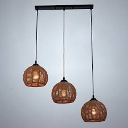 Lampu hias gantung susun kayu rotan sintetis vintage industrial tradisional minimalis elegan classic