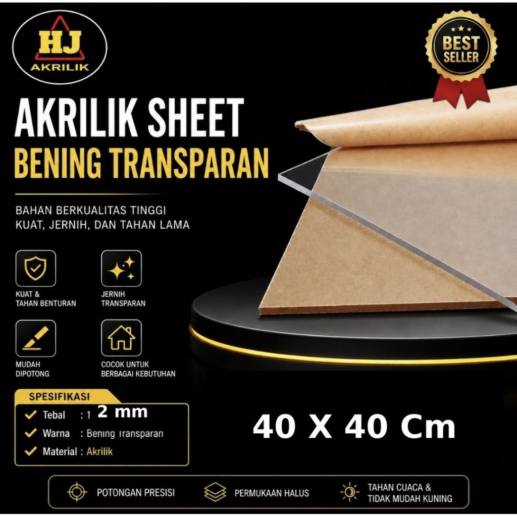 Akrilik 2mm Bening 40 X 40 Cm Akrilik Lembaran