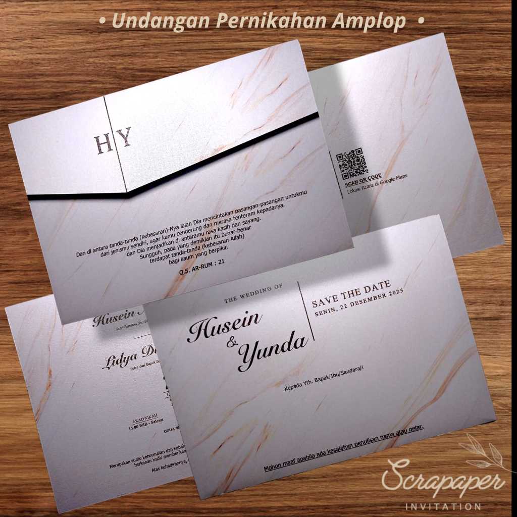 Undangan Pernikahan Amplop Simpel Elegan Bahan Kertas Jasmine