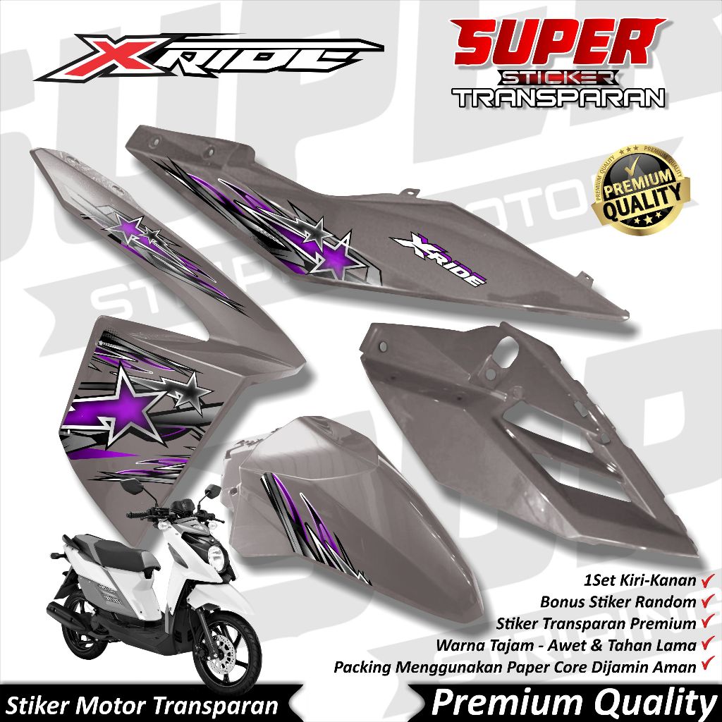 Stiker Transparan X Ride 115 Anti Luntur keren Striping Xride Striping Yamaha Xride 115 STARLIGHT