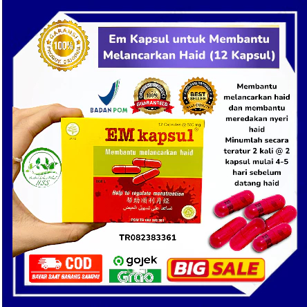 EM Kapsul 12 Kapsul Original  Membantu Melancarkan Haid, Meredakan Nyeri, Aman untuk Wanita Dewasa