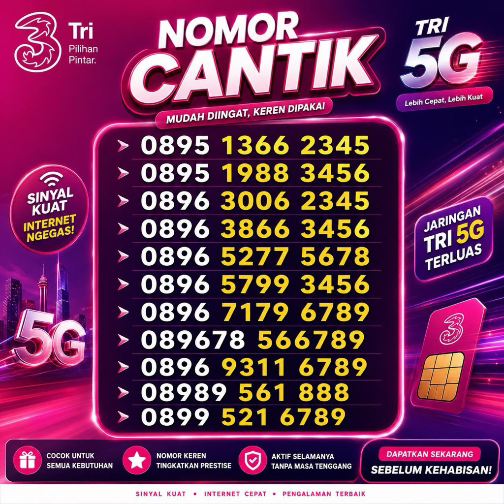 Nomor Cantik Tri Nomer Cantik 11 Digit Nomer 3