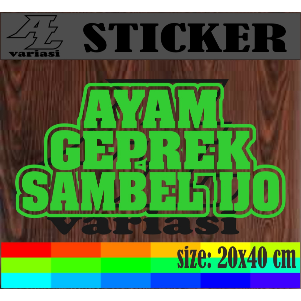 CUTTING STIKER TEMPELAN NAMA JUALAN  AYAM GEPREK SAMBEL IJO DENGAN UKURAN 20X40 CM MODEL BOLONG DENG