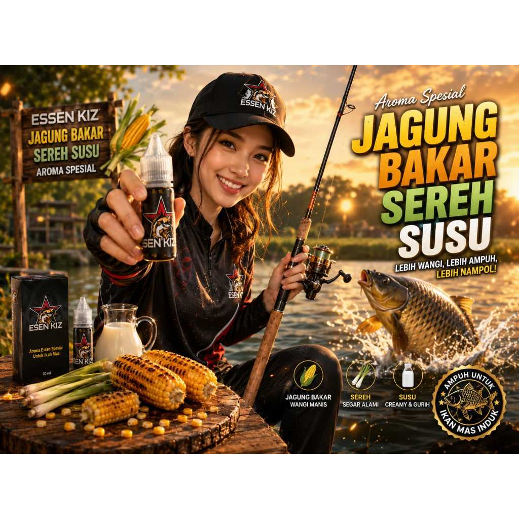 ESSEN AROMA JAGUNG BAKAR SEREH SUSU IKAN MAS BAWAL PATIN NILA ESSEN PALONG GACOR ESSEN LOMBA 15ML