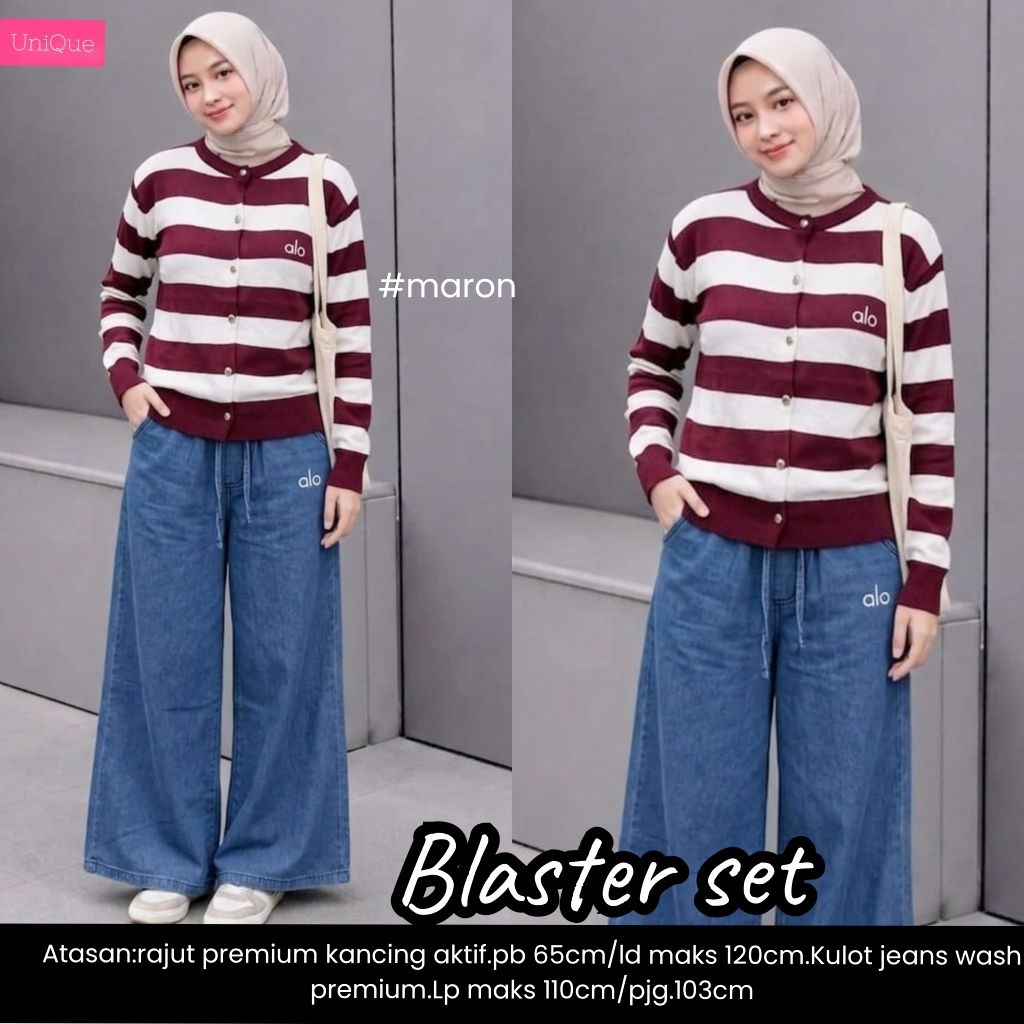 Blaster Set | Rajut Premium dan celan Jeans Washed Premium