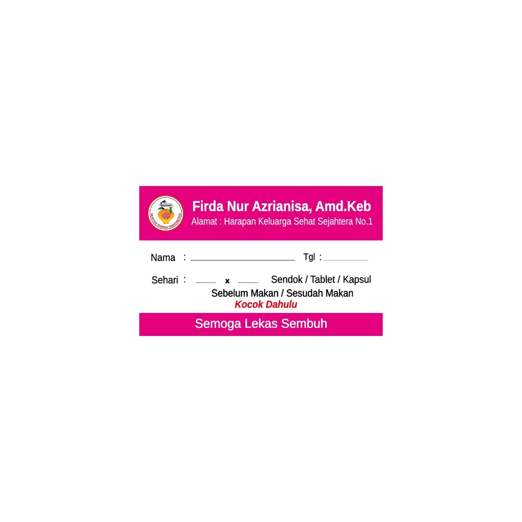 Etiket Obat custom Nama