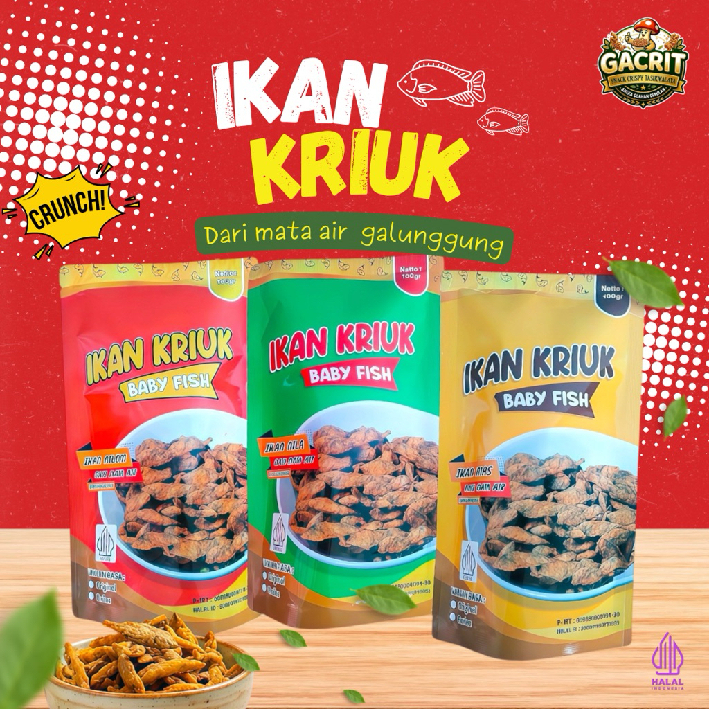 Baby Fish Ikan Kriuk Gacrit 100 gr || ikan Crispy Nila || ikan crispy Nilem || Ikan Crispy MAs