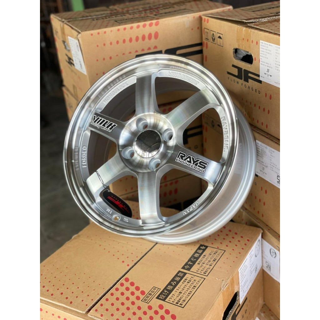 TE37 ring 15 single pcd 4x100 full polis baru