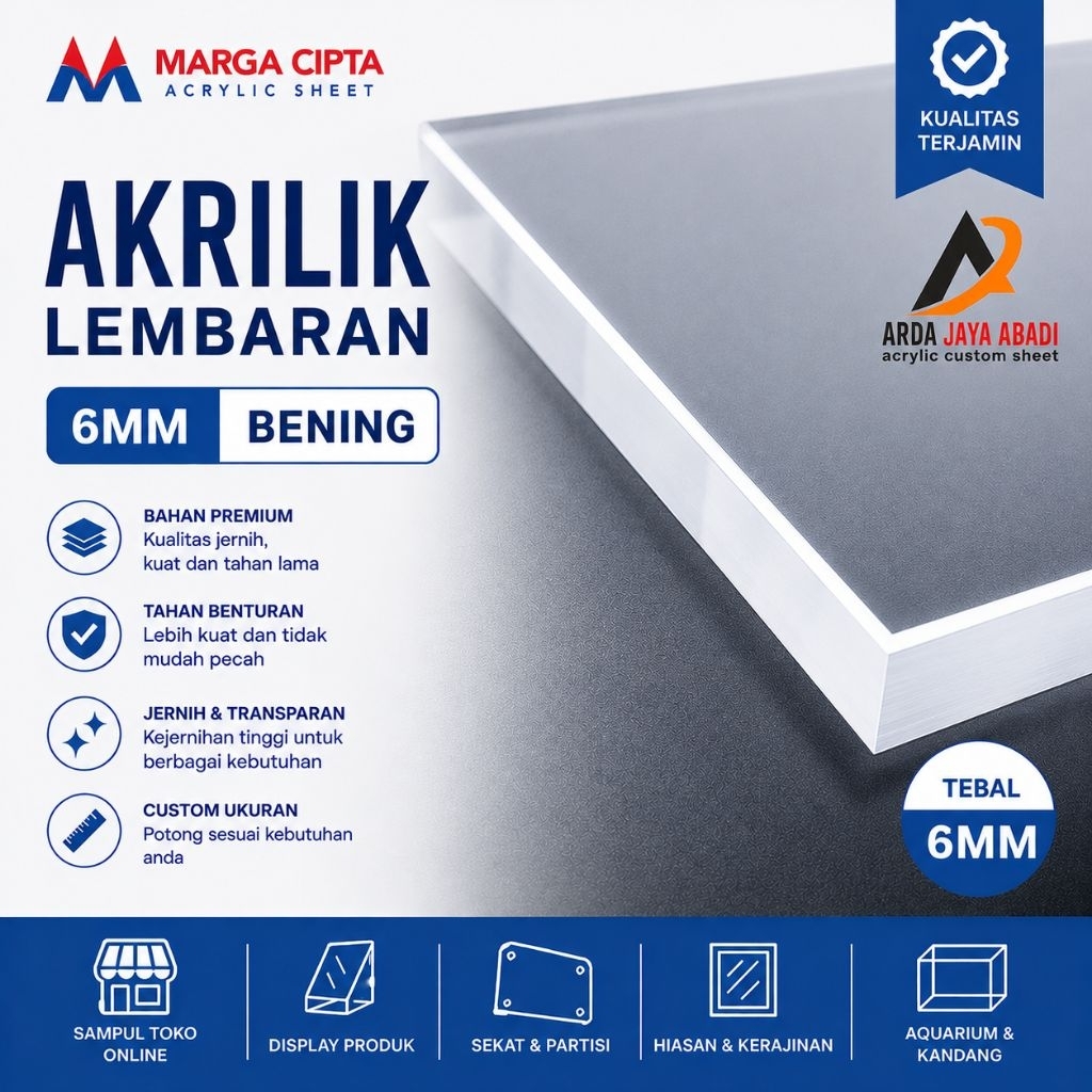 Akrilik 6mm bening custom ukuran akrilik lembaran marga cipta/akrilik bening Kaca Plastik Mika
