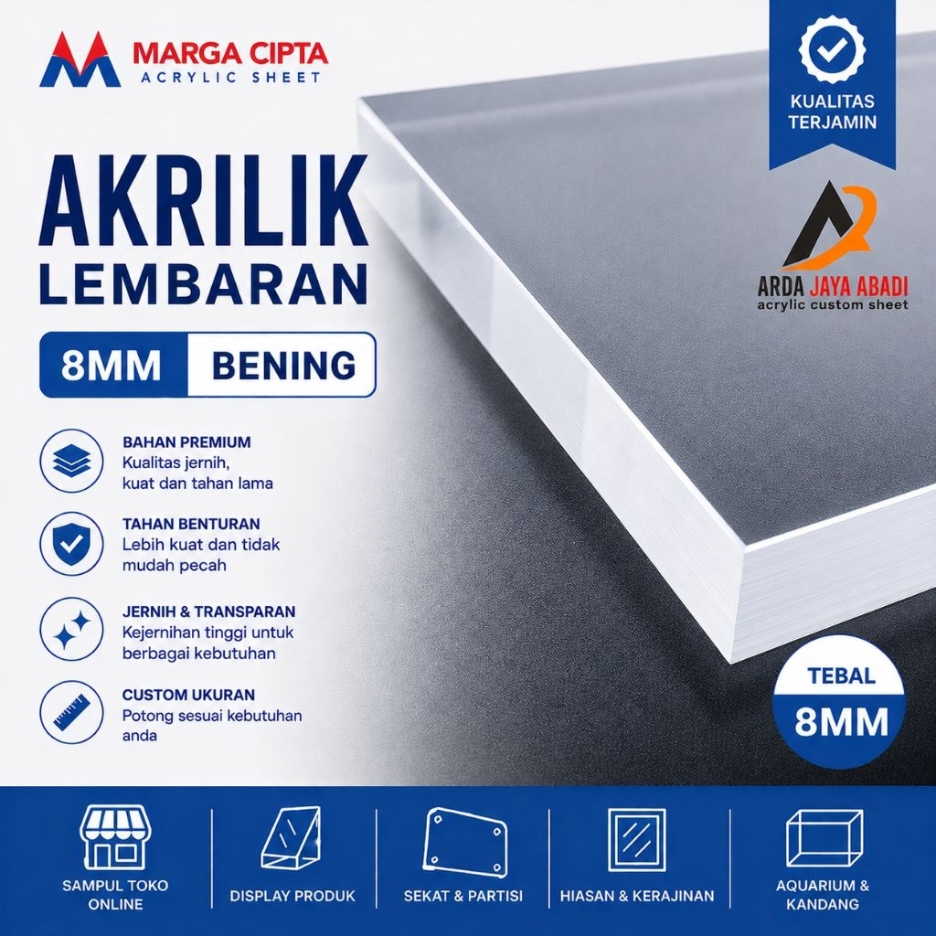 Akrilik 8mm custom size Akrilik lembaran bebas ukuran