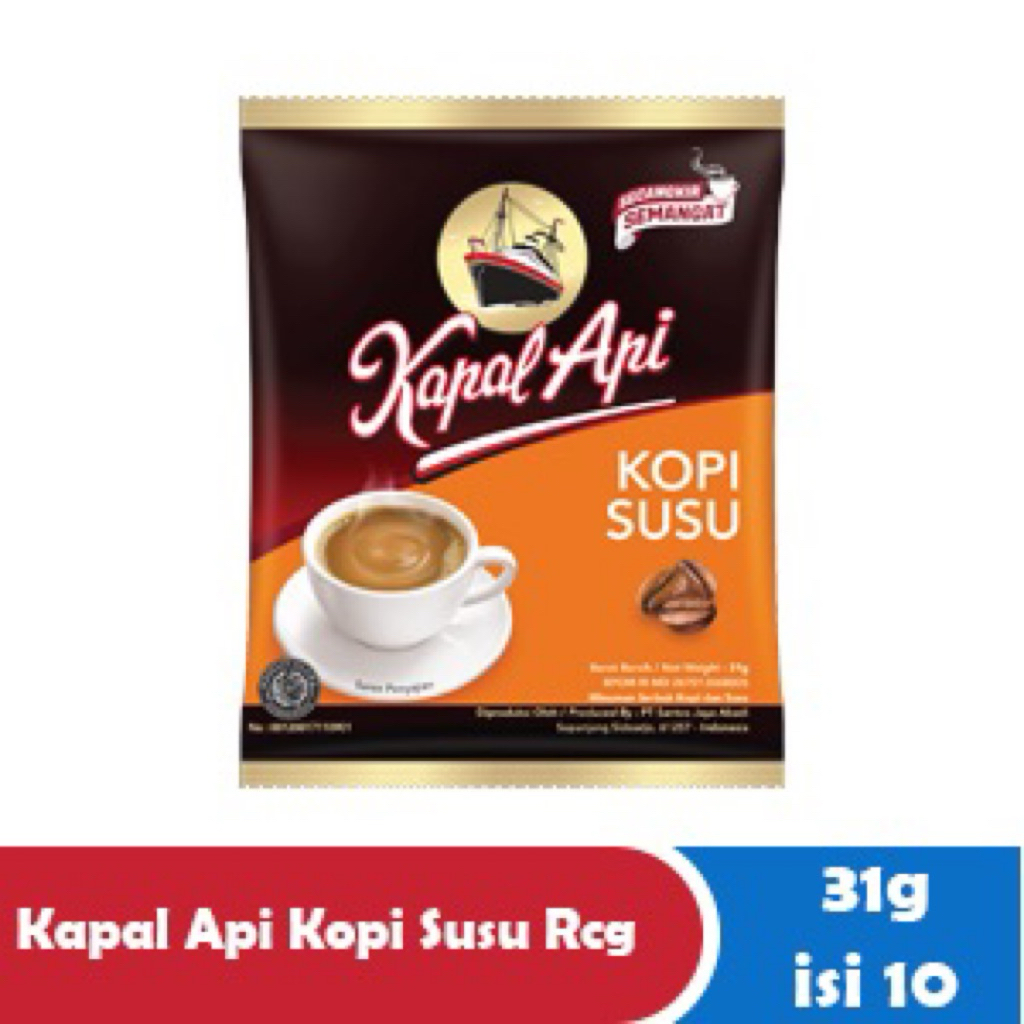 Grosir/Ecer): Kopi Kapal Api Kopi Susu Renceng Isi 10 Sachet x 31g - Kopi Instan Sachet Murah Grosir