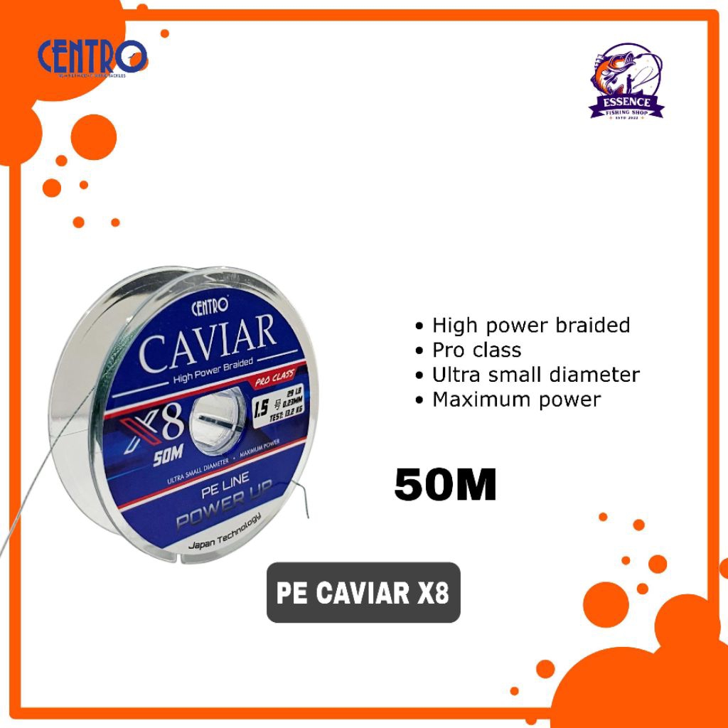 SENAR PE CENTRO CAVIAR X8 50M | high power braid Pro class Pe line power up  essence_fishing