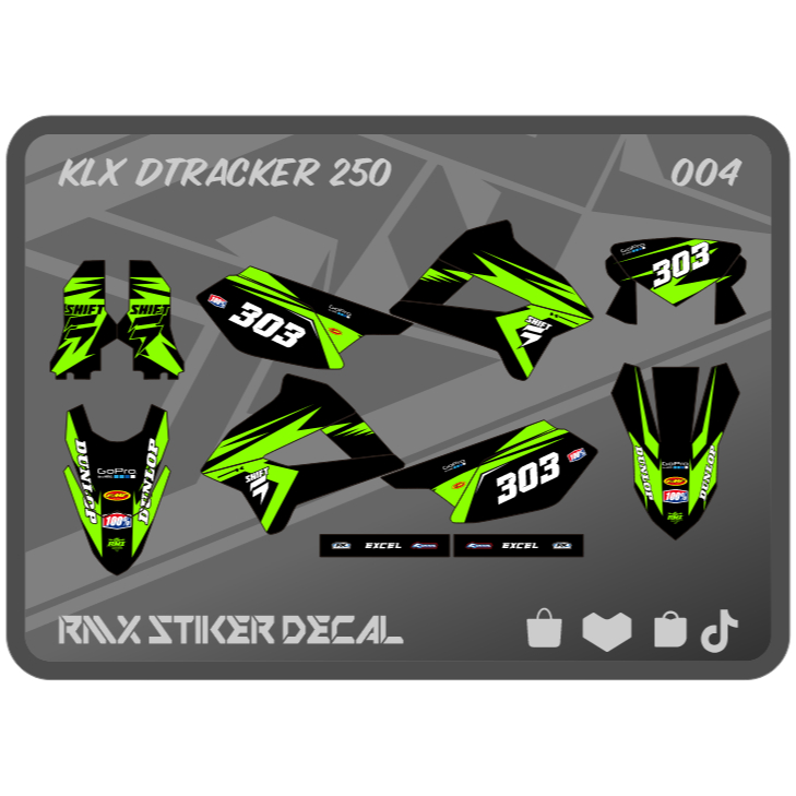 STIKER KLX 250 S FULLBODY (004) STICKER DECAL DEKAL D-TRACKER DTRACKER DTX HITAM MERAH, KUNING, HIJA