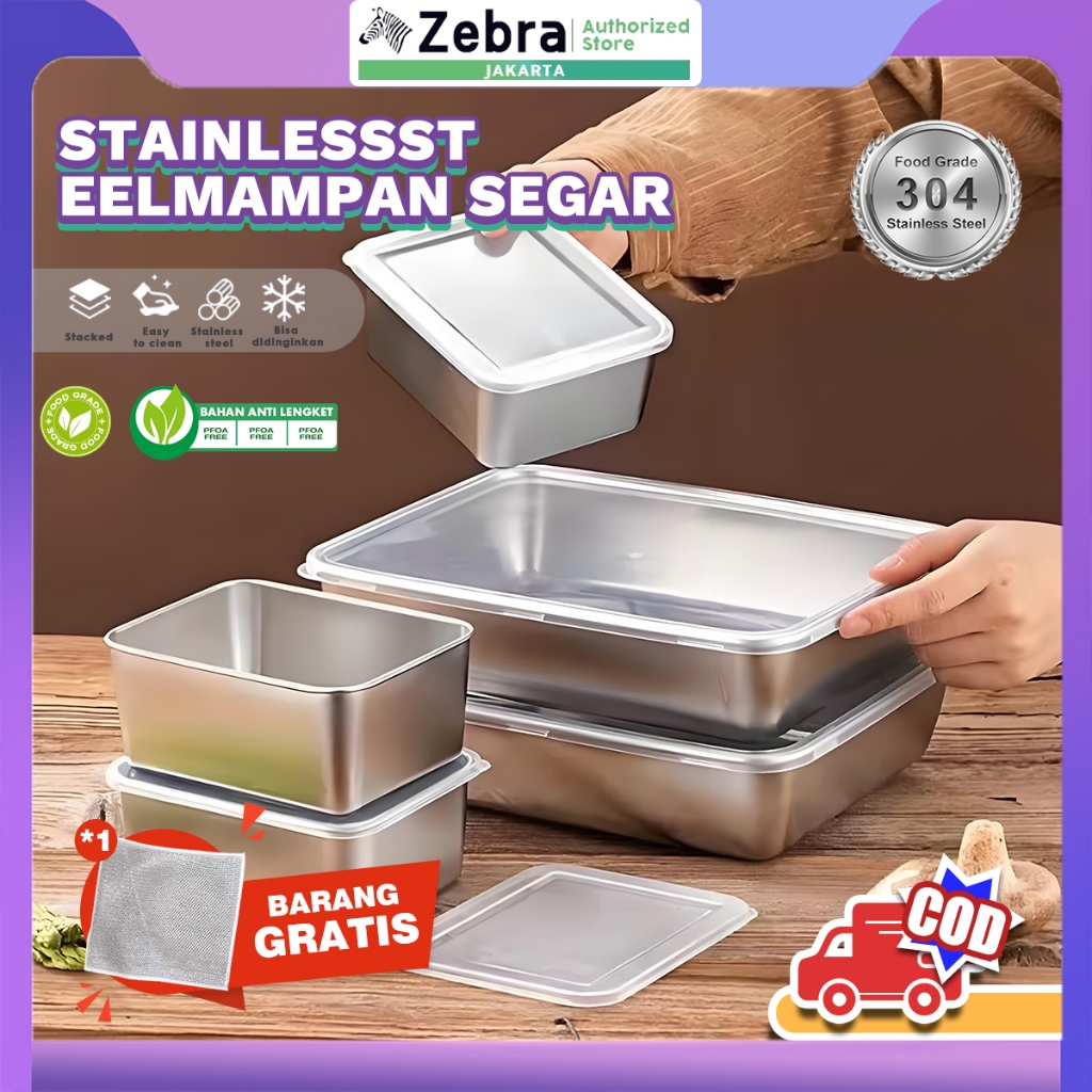 Food Container Stainless Box Wadah Sayur Kotak Nampan Persegi Baking Tray Baki Stainless Steel Cocok