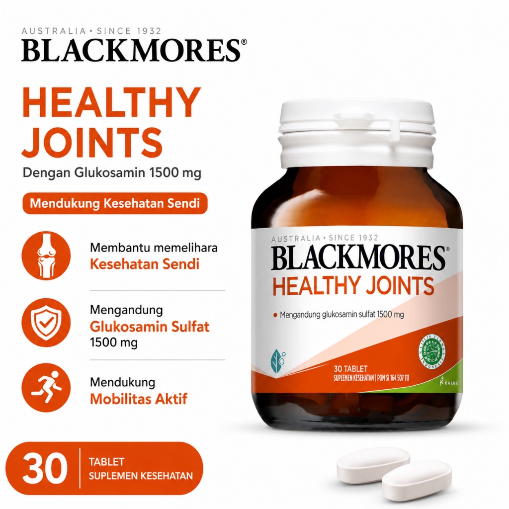 BLACKMORES Healthy Joints Glucosamine Sulfate 1500 mg 30 Tablet Mengurangi sakit sendi, asam urin, r