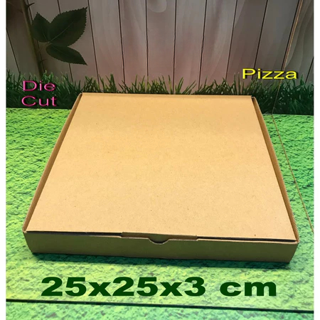 Box Kardus Die Cut Ukuran 25x25x3cm Dus E Flute Single Wall Kotak Packing Box Pizza