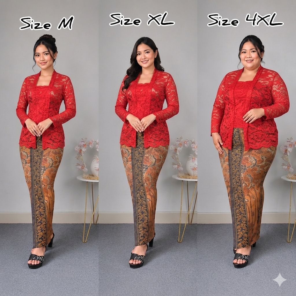 Baju Kebaya Brokat Lengan Panjang Bali Jumbo Modern Atasan Kebaya Brukat Big SIze Sofia Strecth Mela