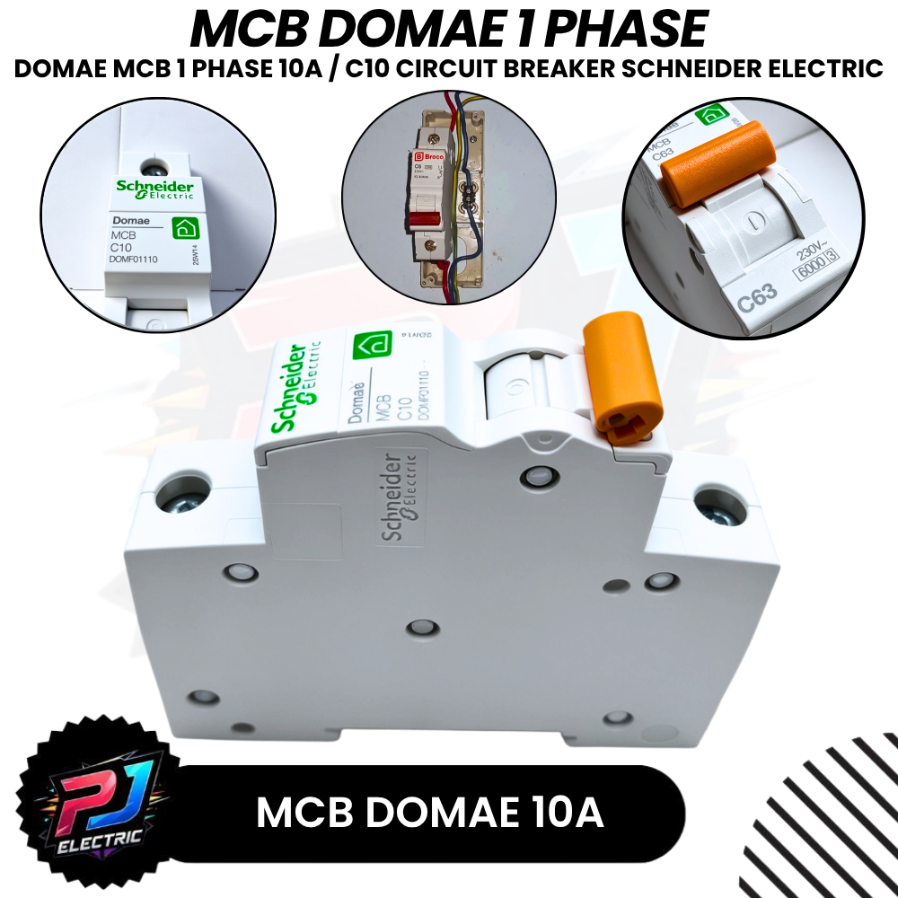 mcb 10a schneider original asli Pemutus Arus Listrik  C10 Schneider Electric 1 Phase 10 Ampere MCB 1